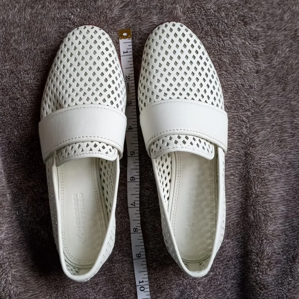 Mercedes Castillo cream perforated loafer with brown trim